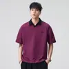 Camiseta de Manga Corta Falsa de Dos Piezas Estilo Nuevo 2026, Tendencia Retro Americana, Versátil con Apliques, Top de Bloques de Color de Verano con Cuello de Solapa para Hombre