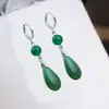 Aretes de Gota de Agua Color Jade, Simples y Elegantes, Modernos y Versátiles, Aretes Anticaída, Estilo Chino, Diseño de Borla Larga para Madres
