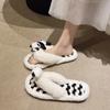 Pantufas de Pelúcia com Formato de Panda de Aparência Sofisticada e Fofas para Uso Doméstico, Pantufas de Algodão com Solado Macio e Salto Baixo para Usar no Inverno, Pantufas de Algodão Antiderrapantes Abertas na Ponta