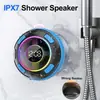 Altavoz Bluetooth inalámbrico de fábrica con ventosa, impermeable, luces de colores LED, pantalla digital, IPX7, superventas transfronterizo, diseño privado