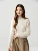 26 Outono Inverno Novo Suéter Feminino de Cashmere com Gola Meia-Alta, Malha Fina em Ponto Pequeno, Corpo Inteiro, Tricô Espesso, Manga Longa, Camada Base, Suéter de Tricô