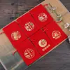 Bolsa de terciopelo con estampado rojo caliente y cordón, estilo chino, patrón auspicioso, bolsa de brocado, bolsa para dulces y joyas de Año Nuevo