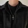 Cadena de Estilo Europeo y Americano con Colgante de Cruz Incrustada de Diamantes para Hombre, Cadena de Suéter con Cruz de Diseño de Nicho de Gama Alta
