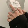 Retro retro retro ins Roman Digital anel de três peças feminino moderno nicho design estilo frio estudante anel aberto masculino