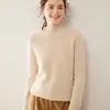 Suéter de Cashmere Gola Meia-Alta Cor Sólida Engrossado Quente Solto para o Dia a Dia Malha Camada Base Cashmere Puro