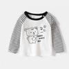 Camiseta de Manga Longa Jingqi para Bebê Algodão Puro Meninos Outono Tops Meninas Bebês Primavera e Outono Camisetas Básicas Infantis Para Sair