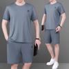 Traje de Ropa de Verano para Papá Camiseta de Manga Corta de Seda de Hielo para Hombre Verano Mediana Edad y Ancianos Cuello Redondo Ropa Deportiva Casual para Papá