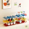 Estante de Almacenamiento para Tazas, Soporte de Escritorio para Vasos de Agua, Soporte para Tazas de Café de Barra, Estante de Almacenamiento Multicapa Ondulado de Color Contrastante