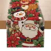2026 Caminero de Mesa Navideño Nuevo Transfronterizo Estampado de Papá Noel y Renos Tela Decorativa de Mesa para Fiestas Navideñas