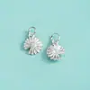 Plata de Ley S925 Plata Lisa Pequeño Colgante de Margarita Flor de Cinco Pétalos Pequeña Flor Colgante Pulsera de Cuerda Trenzada Charm Accesorio de Plata