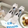 Calcetines de Coral Fleece que No Sueltan Pelusa para Mujer, Calcetines Cálidos para el Suelo de Otoño e Invierno, Lindos Calcetines de Media Caña de Felpa Espesa con Dibujo de Caracol