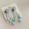 Pendientes de botón de flores estilo festivo francés Super Fairy Pendientes de borlas de cuentas hechos a mano Pendientes delgados de cara elegante Sentido avanzado