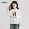 Blusão infantil Little Fitter, estampa de desenho animado, moletom de gola redonda, para meninas mais velhas, nova coleção de outono 2026, estilo pullover