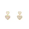 Exquisitos Aretes de Corazón de Circonita Super Flash Combinables para Mujer, Elegantes, Nicho Famoso en Internet, Aretes de Pin de Plata, Joyería de Oreja de Alta Gama