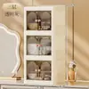 Caixa de Armazenamento com Porta de Empurrar para Cosméticos de Mesa Prateleira de Armazenamento Multicamadas Suprimentos de Papelaria Doméstica Caixa de Armazenamento à Prova de Poeira para Produtos de Skincare