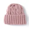 Gorro de punto trenzado estilo japonés, engrosado y cálido para otoño e invierno, gorro de punto sin pompón estilo vintage con un aire retro