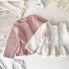 Suéter Cárdigan de Punto con Gancho a Mano para Bebé Niña, Estilo Ins Transfronterizo de Primavera, Chaqueta de Punto Fresca y Linda con Corte en A para Bebé Niña