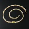 Hip-Hop Europeo y Americano para Hombre Explosivo Hip-Hop Collar de Aleación con Diamantes de 1 Fila Strass Cadena Sencilla de Diamantes Hebilla de Hielo Cadena de Tenis Rey