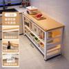 Estante de Almacenamiento Multifuncional de Cocina de Pie Mesa de Corte de Verduras Banco de Trabajo Multicapa Estante de Almacenamiento para Horno de Microondas y Ollas Gabinete Lateral Estrecho