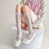 Medias Blancas de Encaje Medias de Verano Finas para Niños Lazo de Encaje Estilo Lolita Hueco Calcetines de Ballet para Pantorrilla