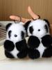 Lindo Pelo de Visón de Imitación Panda Pequeño Llavero Colgante para Coche Ins Celebridad Cibernética Muñeco de Peluche Muñeca Accesorios Colgantes para Bolso