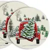 Novos Jogos Americanos Redondos de Natal Série Xadrez Árvore de Natal Decoração de Mesa para Cozinha Sala de Estar Louça Anti-Manchas
