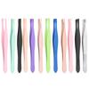 Pinzas para cejas de acero inoxidable de colores, pinzas para recortar cejas, pinzas de boca oblicua, pinzas planas para cejas, pinzas depiladoras, pinzas para cejas, pinzas de rayas horizontales multicolor
