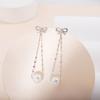 Pendientes Largos con Borla y Colgante de Perla con Lazo Estilo Japonés y Coreano Pendientes de Perla de Alta Calidad Pendientes de Perla de Plata S925 para Mujer