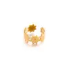 Anillo mínimo de pedido europeo y americano retro ancho plisado de acero de titanio oro de 18k personalizado de acero inoxidable en forma de corazón