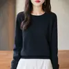 Suéter de Punto de Algodón Puro Nuevo Estilo Otoño e Invierno, Engrosado, Holgado, Estilo Coreano Casual, Diseño Sencillo de Ganchillo, Camiseta Básica para Mujer