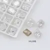 Rinestones para Uñas Artísticas Hielo Triturado Dongzhou, Diseño Blanco Ovalado y Cuadrado Grueso de Flor de Hielo, Uñas Artísticas Portables con Rinestones en Forma de Corazón con Grietas de Hielo, Decoraciones para Uñas Artísticas