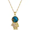 [Aço titânio] Sea Star astronauta luz de luxo elegante lindo colar de diamantes completos das mulheres all-match clavícula cadeia de aço de titânio