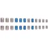 Alta qualidade azul transparente gelo vinheta prata glitter curto quadrado inverno uso unha patch de unha floco de neve transfronteiriça unhas postiças