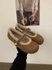 Lã de Cordeiro! Sapatos Birkenstock com Solado Grosso e Forro de Lã para Mulheres, Mocassins Mary Jane Retro de Uma Tira para o Inverno, Sapatos Quentes de Algodão