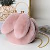 Bolso de Estilo Nuevo para Mujer Estilo Chanel Piel de Conejo Clip Binaural Bolso Portátil para Mujer Bolso Cruzado Bolso DIY Pelo de Imitación de Dibujos Animados