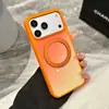 Adequado para Iphone17Promax Capa de Celular Magnética com Suporte de Duas Cores Gradiente Apple 16 Cobertura Protetora com Pivô Rotativo