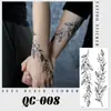 Pegatinas de Tatuaje Florales de Boceto Nuevo Transfronterizas Mariposa de Gama Alta Rosa Blanco y Negro Tatuaje Temporal Pequeño Fresco Impermeable
