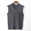 Suéter de lã tricotado com gola V transfronteiriço, colete masculino, regata de lã, camisa base sem mangas casual de negócios, colete