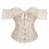 Vestido Corsé de Encaje Sexy Cross Court con Ballenas Moldeador de Cintura de una Sola Manga para Mujer