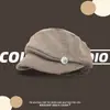 Chapéu octogonal plissado com botão estilo Yamamoto japonês para mulheres, outono e inverno, faz o rosto parecer menor, chapéu desleixado, boné de jornaleiro versátil, boina