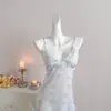 2026 Nueva Camisola de Noche Rosa Puro de Seda de Hielo con Copas, Adorno de Encaje Estampado Dulce, Ropa de Dormir Sexy