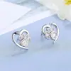Pendientes de corazón de circonita blanca con forma de corazón, superventas transfronterizos, pequeños y elegantes, accesorios para orejas de animal con forma de pata de gato, dulces y lindos