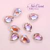 Celebridad en línea Aurora Fantasma morado fondo puntiagudo Diamante gota de agua grande corazón de melocotón corazón torcido diamante Super Brillante accesorios con forma taladro de uñas al por mayor
