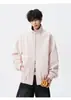 Jaqueta Masculina de Couro PU Gola Alta Americana Outono Inverno Retro Malandro Cool Solta Casual Moda Jaqueta de Motociclista Roupa Masculina