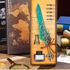 Set de Pluma de Ave Estilo Europeo Retro y Sello de Cera, Caja de Regalo con Pluma de Inmersión, Regalo de Cumpleaños, Regalo del Día del Niño para Compañeros de Clase
