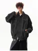 Chaqueta de trabajo vintage Maillard con solapa para hombre, nuevo estilo de otoño, holgada y cuadrada, elegante chaqueta de trabajo de piel sintética