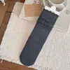 Calcetines Sueltos con Patrón Oscuro Estilo Japonés de Algodón Peinado para Otoño e Invierno con Zapatos Birkenstock Calcetines de Algodón con Borde Fruncido para Mujer Calcetines Anti-Pilling Amigables con la Piel de Media Pantorrilla