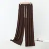 Pantalones de Algodón Finos de Talla Grande para Mujer, Primavera/Verano, Pierna Ancha, con Cordón, Cintura Elástica, Bolsillos, Pantalones para Casa, Pantalones Casuales Anti-Mosquitos para Uso al Aire Libre