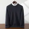 Suéter Masculino de Cashmere Gola Redonda Espessado Cor Sólida Pulôver Ombro Raglã Manga Longa Solto Confortável Malha de Lã Camada Base