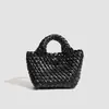 Mini Bolso Tejido a Mano con Acabado de Alta Gama, Bolso de Mano de Moda con Correa de Cadena, Color Sólido, Bolso Cruzado Sencillo para Madre e Hija para Mujeres